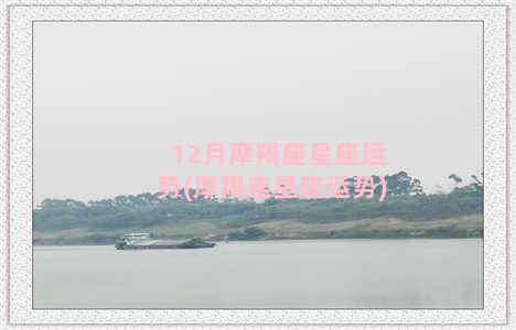 12月摩羯座星座运势(摩羯座星座运势)