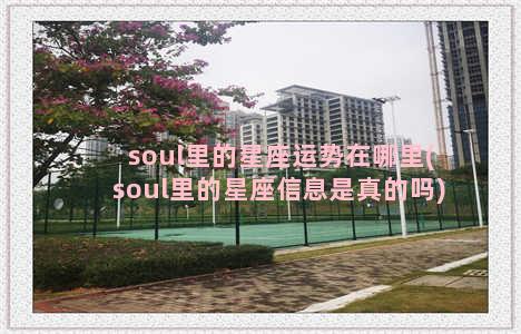 soul里的星座运势在哪里(soul里的星座信息是真的吗)