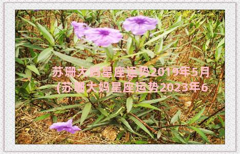 苏珊大妈星座运势2019年5月(苏珊大妈星座运势2023年6月运势)